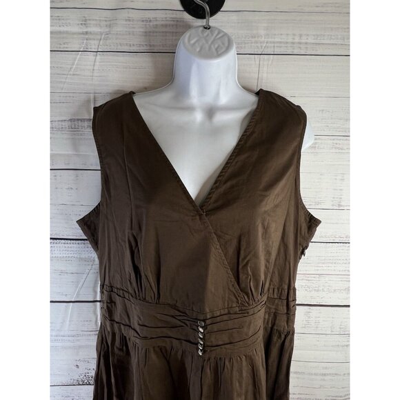 Vintage J Jill Maxi Dress Women 16T Cotton Brown Sleeveless Handmaid Peasant - Picture 6 of 16